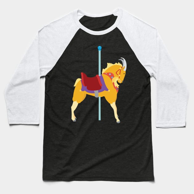 Colorful Carousel Animal Goat Baseball T-Shirt by evisionarts